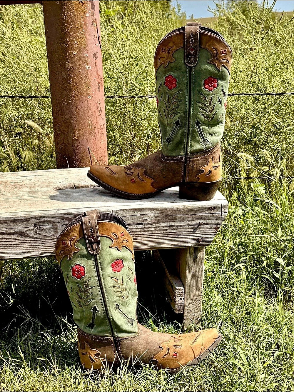 Laredo Miss Kate Floral Embroidered Leather Western Cowboy Boots 52138 Size 10M